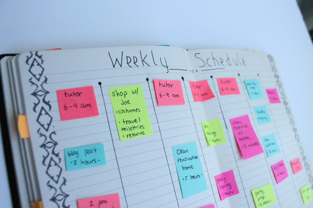 Create a flexible, color coded schedule in your bullet journal. 