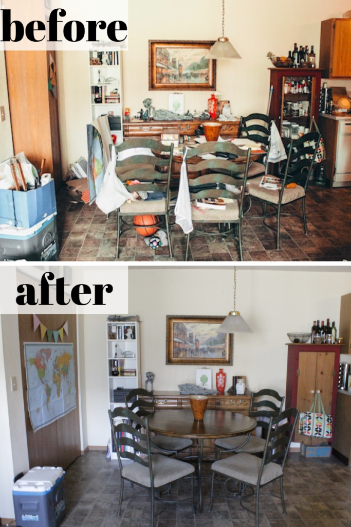 dining room before and after